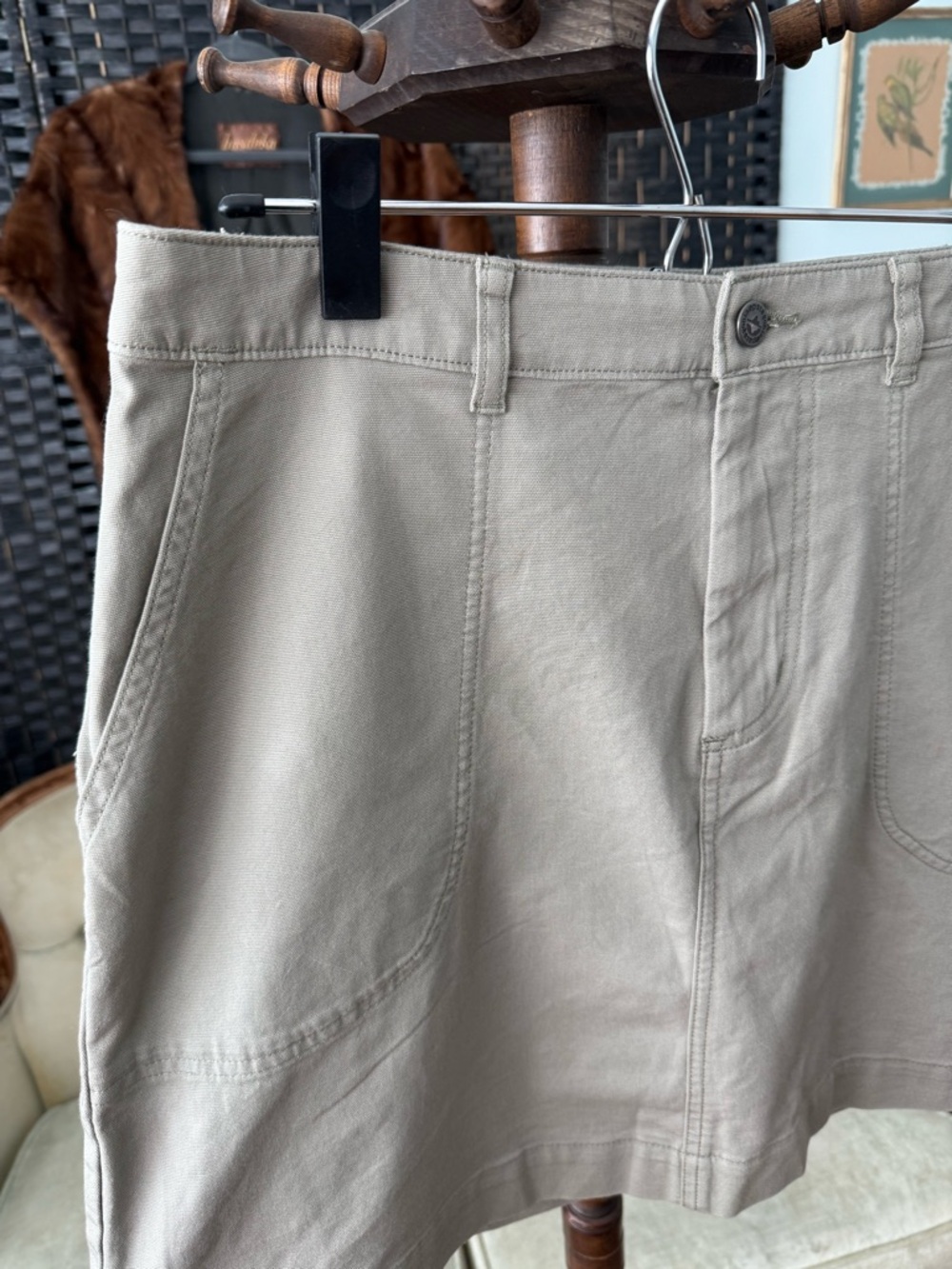 🌿 Patagonia Organic Cotton Stand Up Skirt Shale Tan Mini Utility Size 14 NWT - Picture 3 of 11